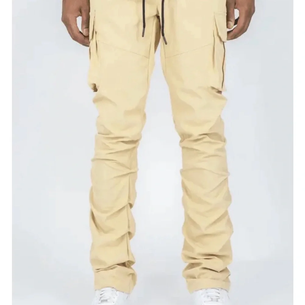 Rebel Minds Men's Tan Stacked Cargo Pants Size Medium‎